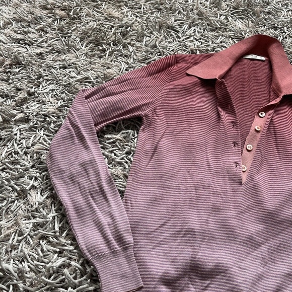 🩷💜 Prada Wool Silk Ribbed Ombré Knit Polo Pullover - Picture 8 of 13
